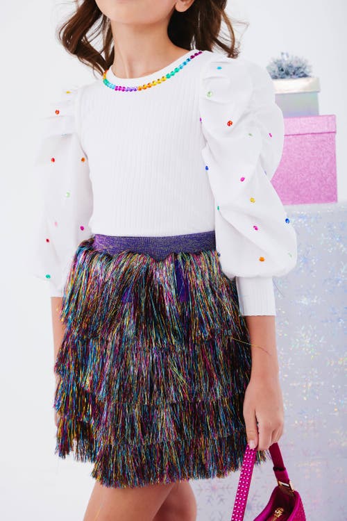 Shop Lola + The Boys Shimmer Tinsel Party Skirt In Multicolor