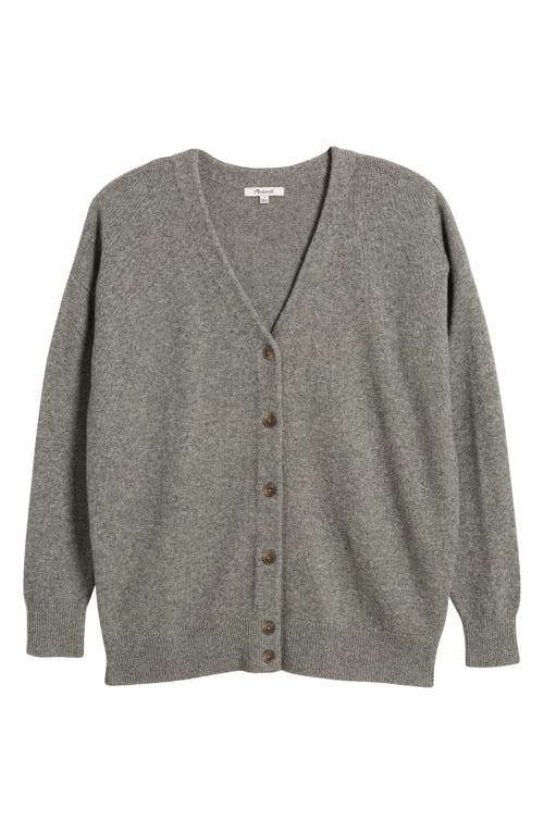 Shop Madewell Relaxed V-neck Wool Blend Cardigan In Heather Pewter