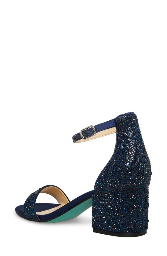 Shop Betsey Johnson Mari Crystal Ankle Strap Sandal In Navy