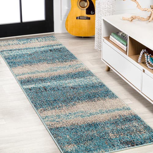 Jonathan Y Contemporary Pop Modern Abstract Vintage Area Rug In Cream/turquoise