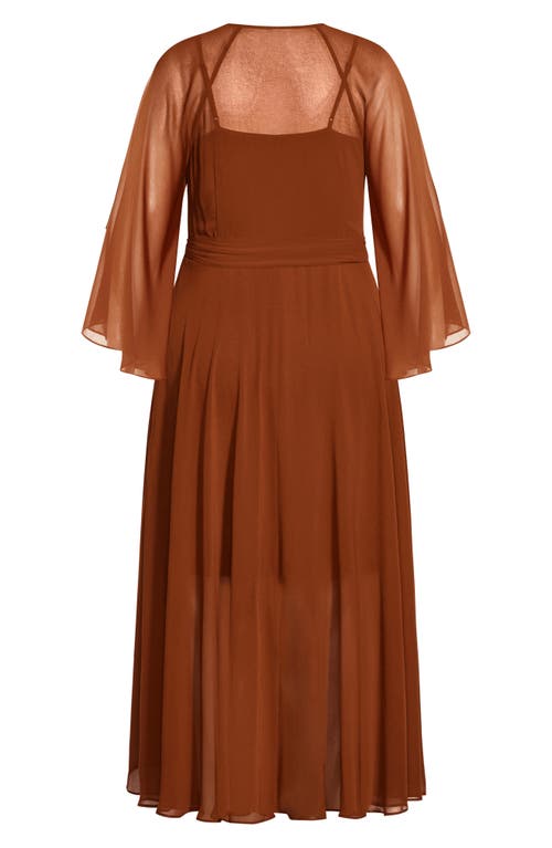 Shop City Chic Fleetwood Long Sleeve Wrap Maxi Dress In Ginger