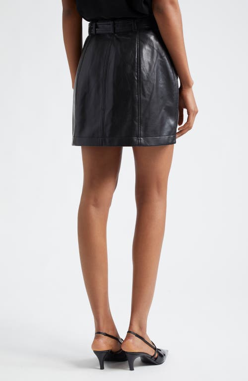 Shop Cinq À Sept Quin Belted Wrap Front Faux Leather Skirt In Black