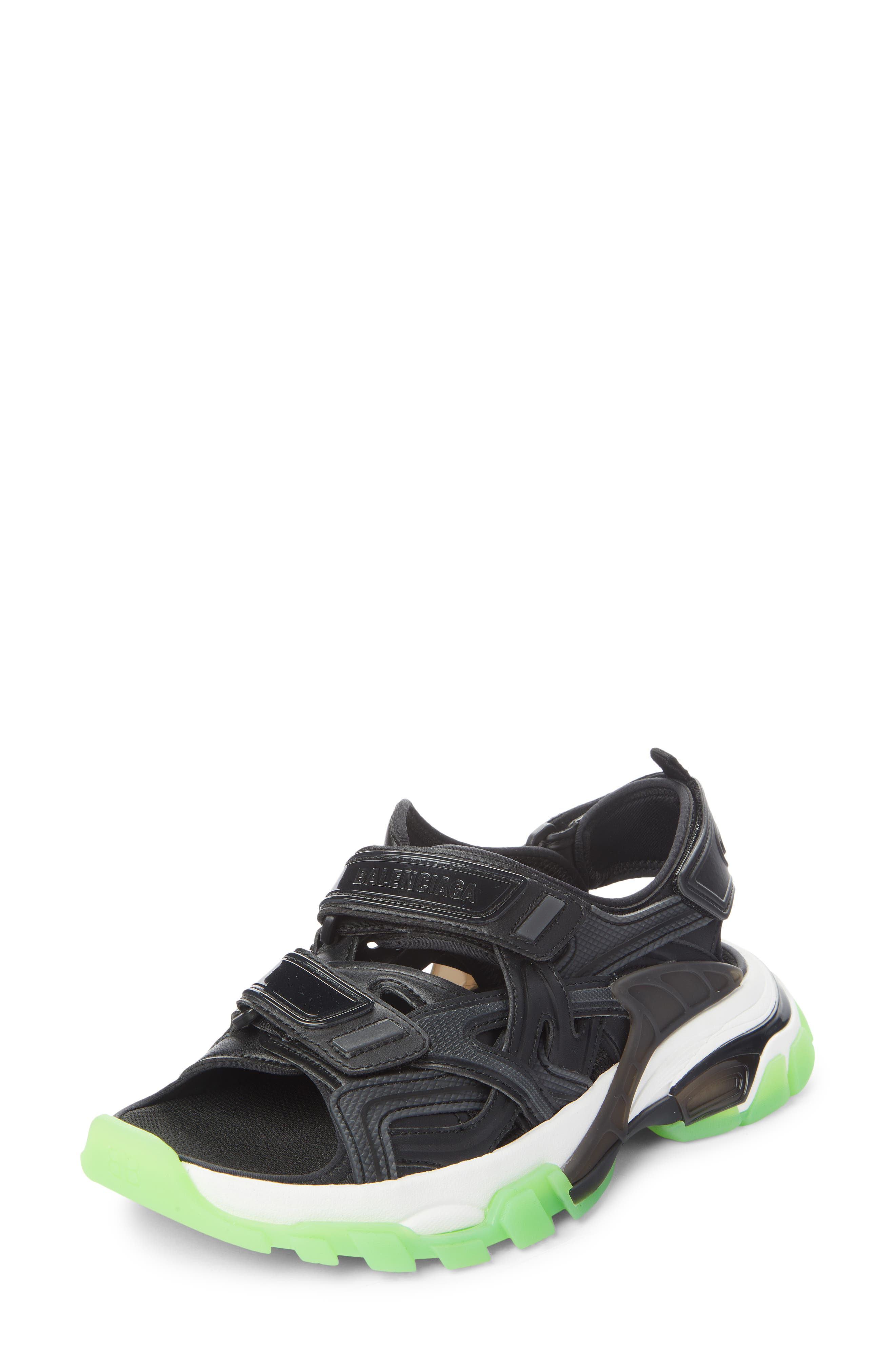 Balenciaga Track Sandal in Black/White/Fluo Green at Nordstrom, Size 12Us