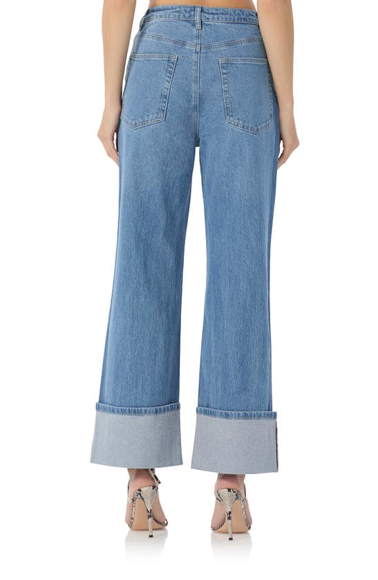 Shop Afrm Kendall Wide Leg Cuff Jeans In South Pacific Wash