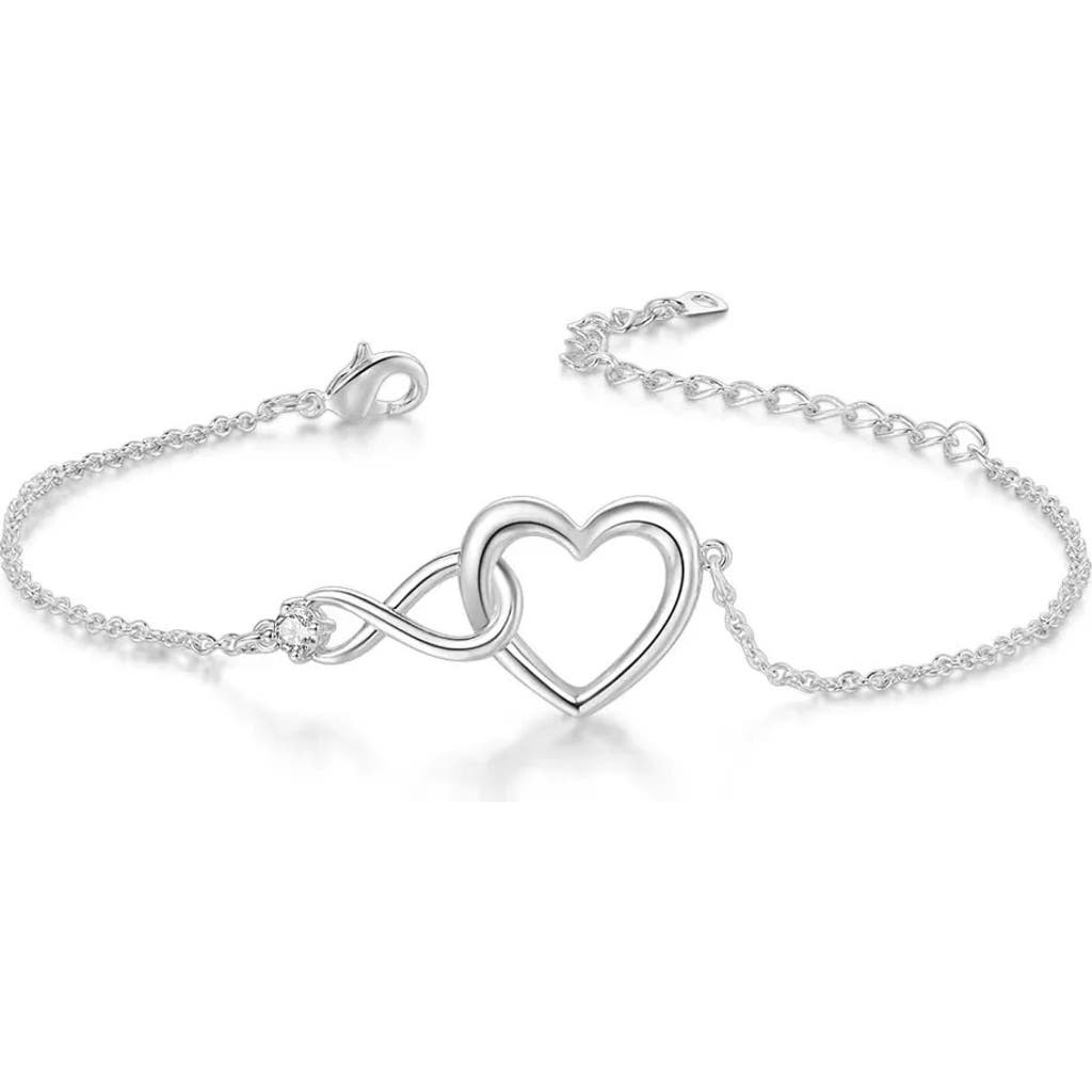 Donatello Gian Crystal Infinity Heart Bracelet In Silver