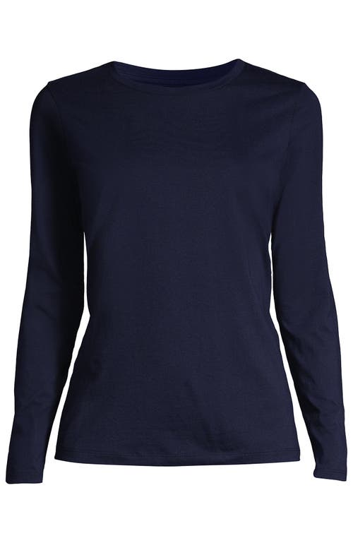 Shop Lands' End Relaxed Supima Cotton Long Sleeve Crew Neck T-shirt In Radiant Navy