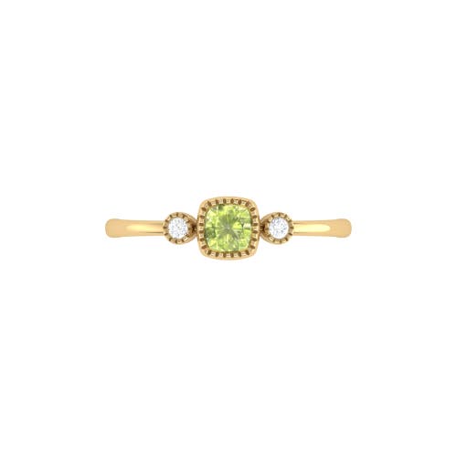 Luvmyjewelry Cushion Cut Peridot & Diamond Birthstone Ring In 14k Gold In Yellow Gold