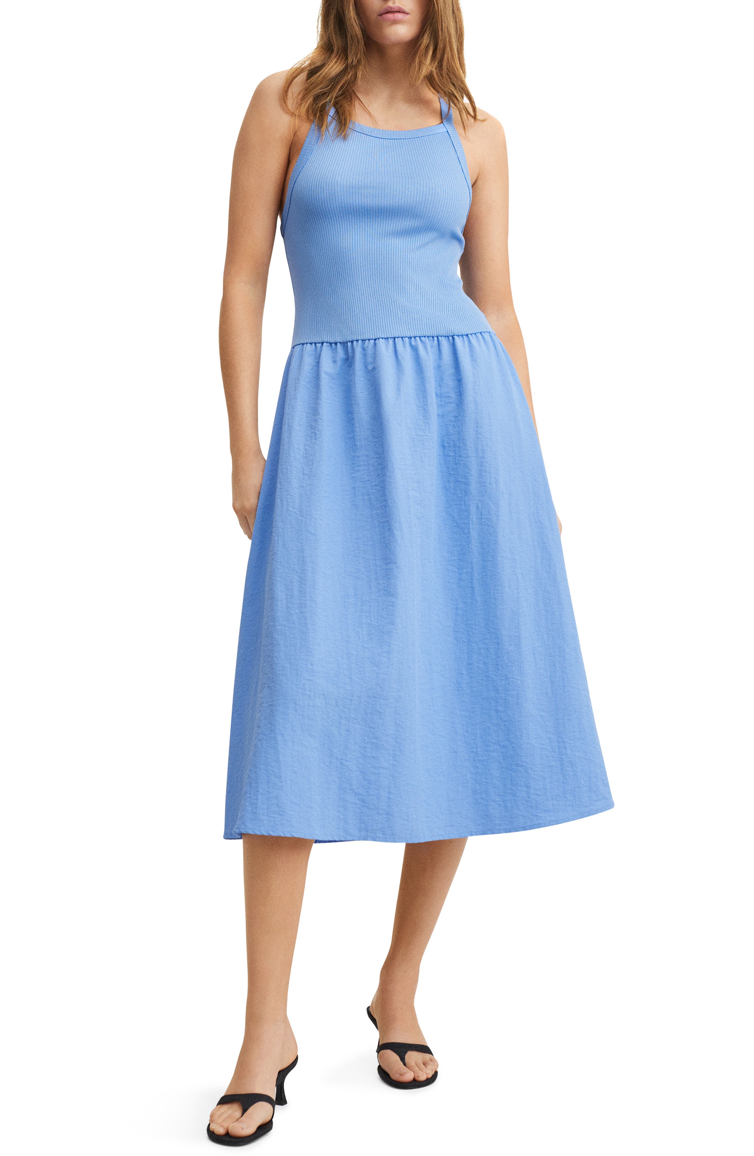 MANGO Ribbed Bodice Midi Dress | Nordstrom