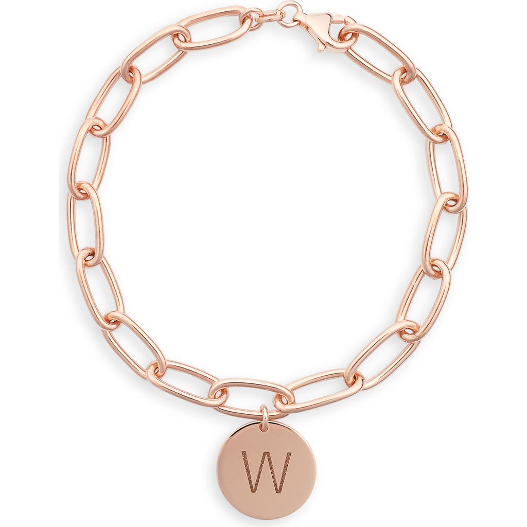 Meshmerise Initial Disc Charm Bracelet In Rose-w
