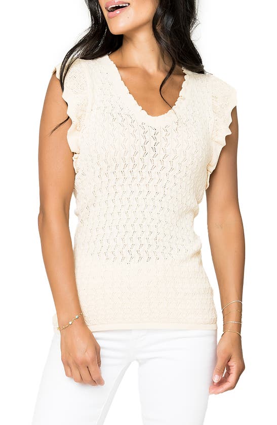 Shop Gibsonlook Pointelle Sleeveless Sweater In Natural