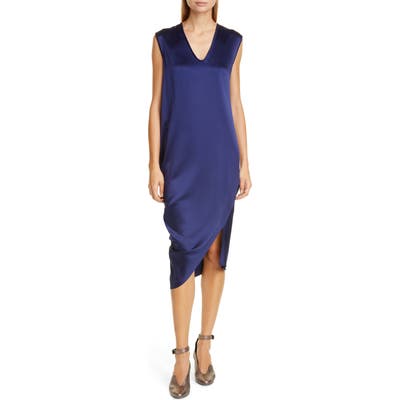 Zero + Maria Cornejo Curve Lui Crepe Back Satin Dress, Blue