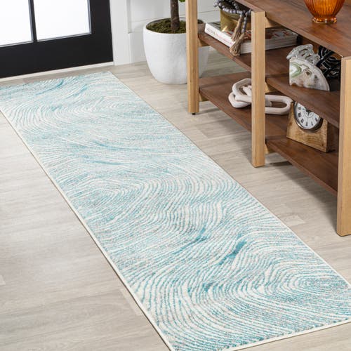 Jonathan Y Arlo Woodgrain Geometric Area Rug In Ivory/blue