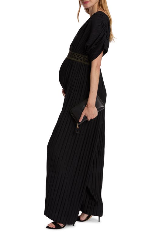 Shop Cache Coeur Naomi Plissé Maternity Jumpsuit In Black