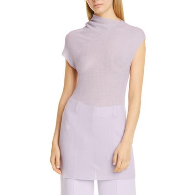 Rosetta Getty Bias Ribbed Merino Wool Blend Sweater, Purple