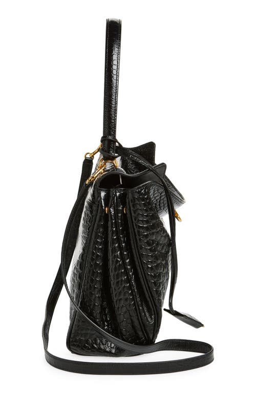 Balenciaga Women`s Medium Rodeo Crocodile Embossed Bag In Black In 1000 Black