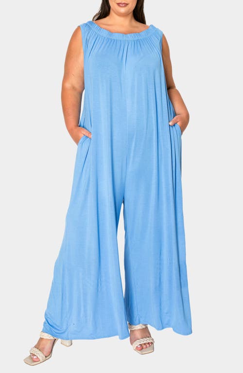 Shop L I V D Olson Pocket Wide Leg Jumpsuit In Blue Perry