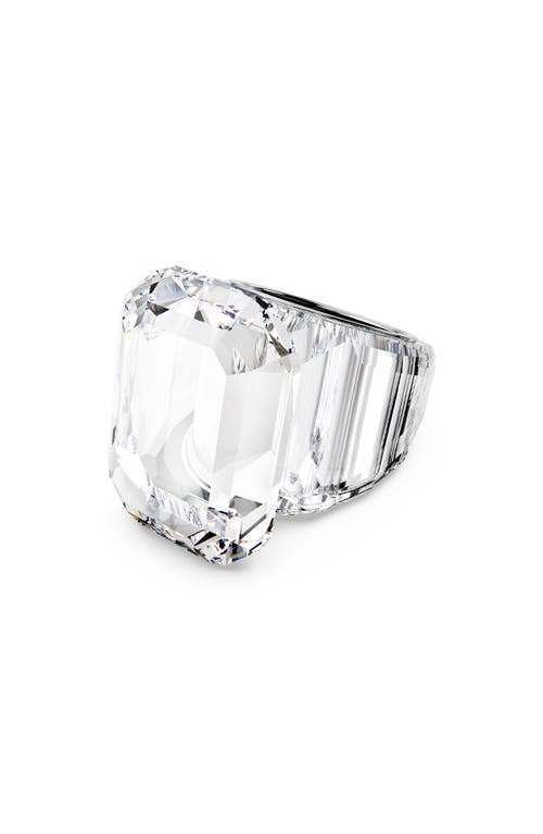 Swarovski Lucent Cocktail Ring In White/silver