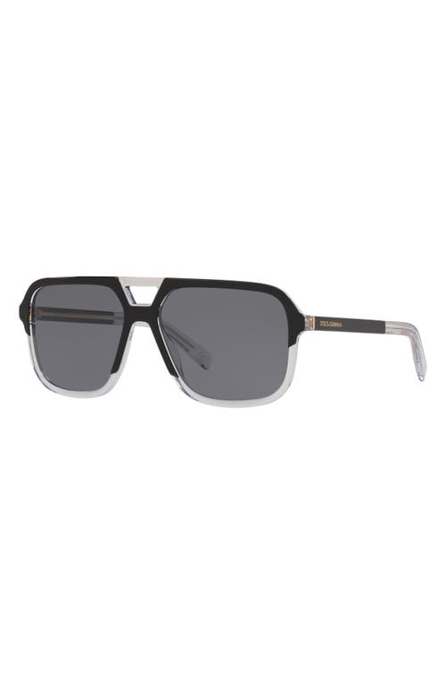 Dolce & Gabbana Dolce&gabbana 58mm Polarized Square Sunglasses In Matte Black/grey