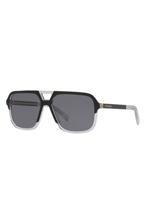 Shop Dolce & Gabbana Dolce&gabbana 58mm Polarized Square Sunglasses In Matte Black/grey