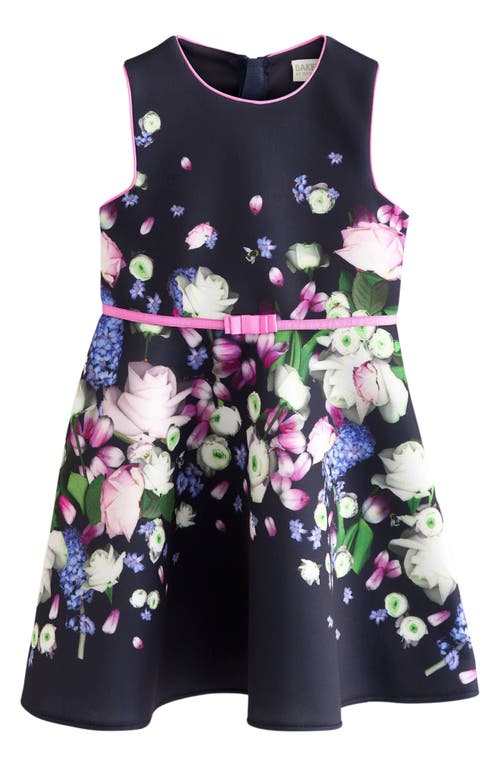 Ted Baker Baker By  Kids' Floral Sleeveless Scuba Dress In Navy