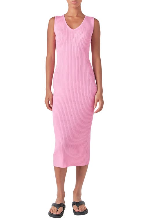 Shop Grey Lab Rib Sleeveless Maxi Sweater Dress In Pink