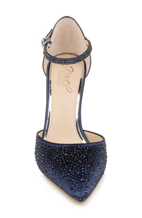 Jewel Badgley Mischka Jailene Ankle Strap Pump In Navy Satin