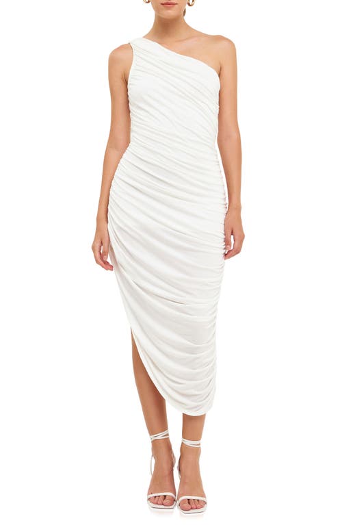 Endless Rose One-Shoulder Asymmetric Jersey Dress Off White at Nordstrom,