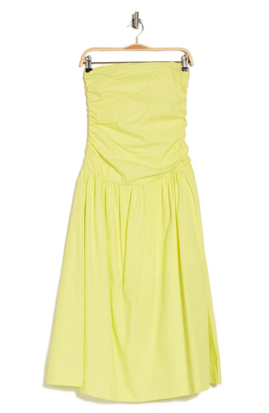 Shop Lumiere Strapless Shirred Fit & Flare Dress In Yellow