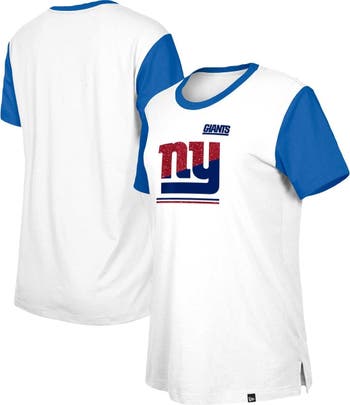 Women's New Era Royal New York Giants Raglan Lace-Up T-Shirt