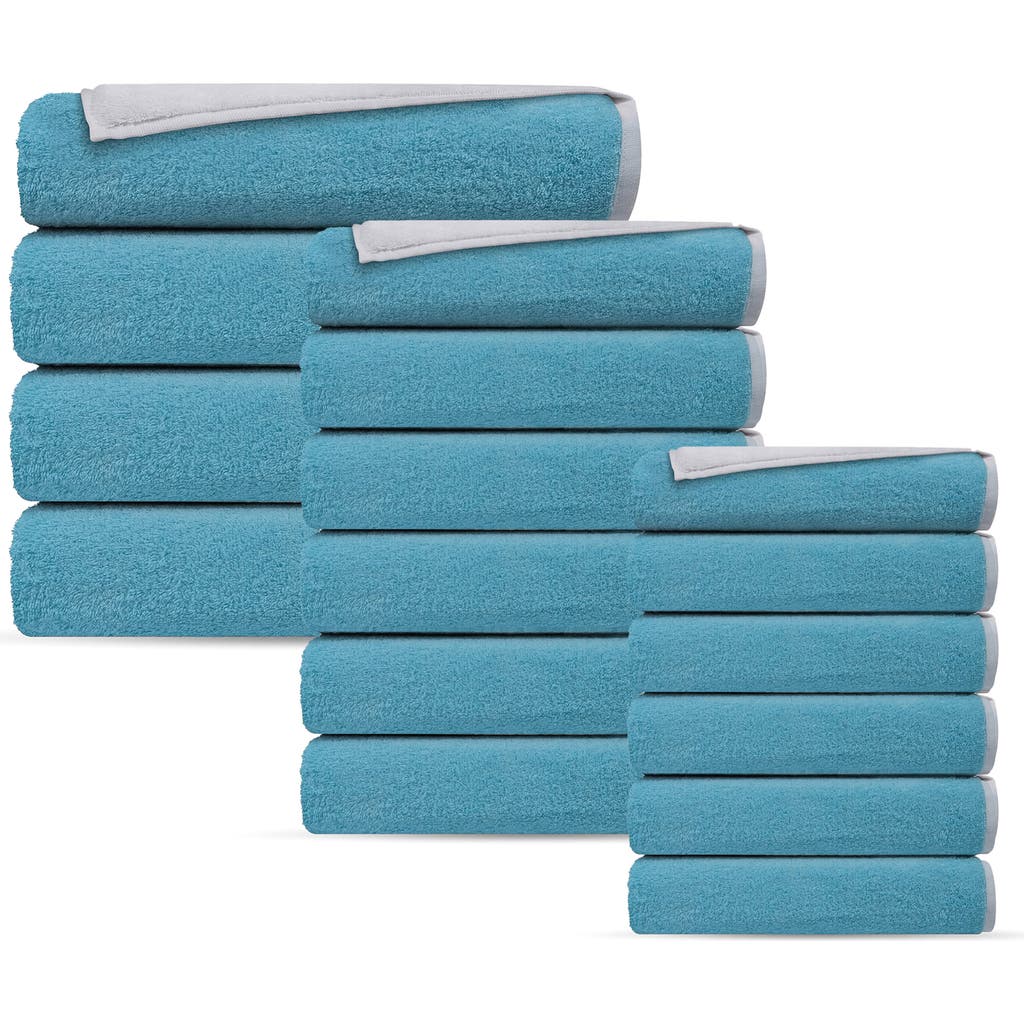 Brooks Brothers Double Face 16-piece Turkish Cotton Towels Set In White Seaglass