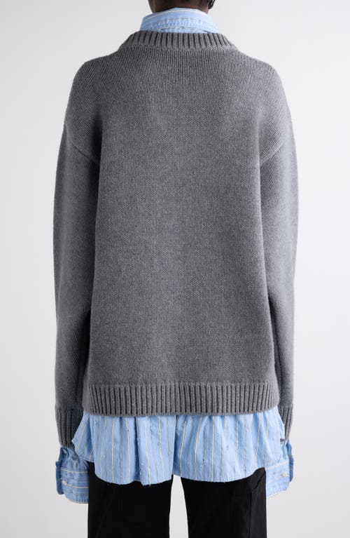 Shop Balenciaga Oversize Layered Distressed Wool V-neck Sweater In 1240 Grey