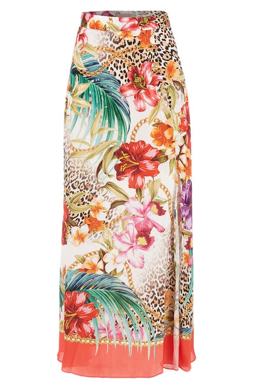 Shop Guess Dora Floral Skirt In Coral Jungle