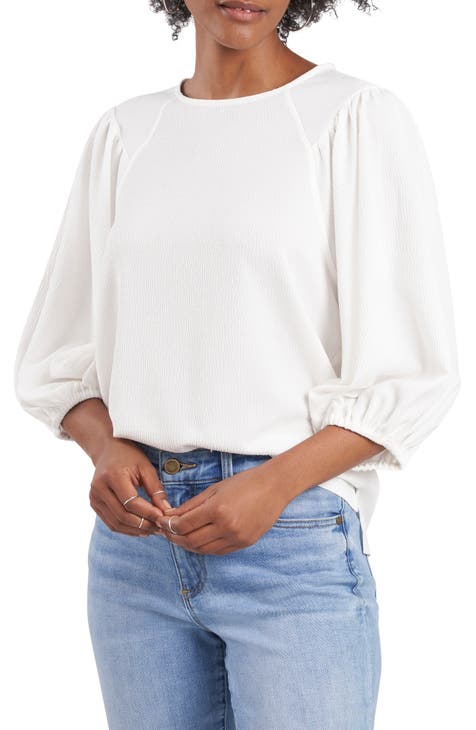 Puff Sleeve Lace Blouse Ivory, Tops & T-shirts