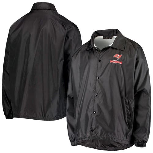 DUNBROOKE Men's Black Tampa Bay Buccaneers Coaches Classic Raglan Full-Snap Windbreaker Jacket