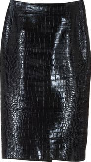 Versace leather outlet pencil skirt