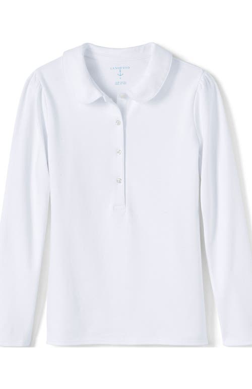 Shop Lands' End Girls Long Sleeve Peter Pan Collar Polo Shirt In White