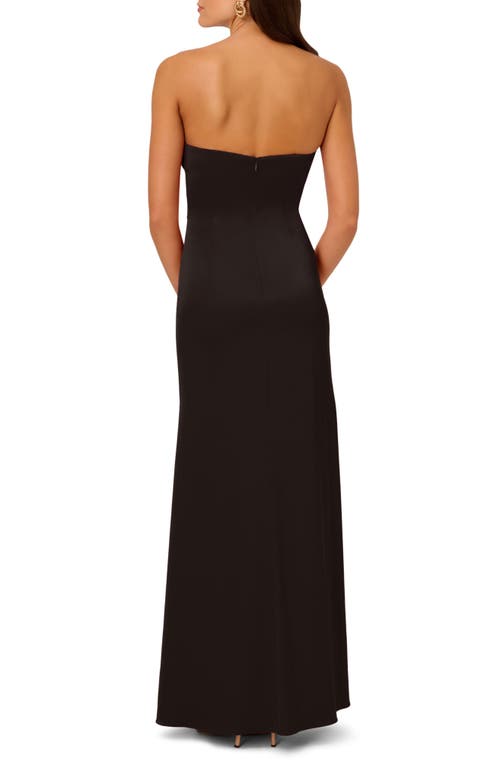 Shop Liv Foster Strapless Satin Gown In Black