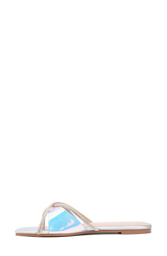Fashion To Figure Sylvie Rhinestone Slide Sandal In Silver Multi
