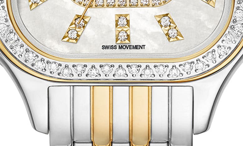 Shop Michele Meggie Diamond Dial Bracelet Watch, 29mm In Gold/silver
