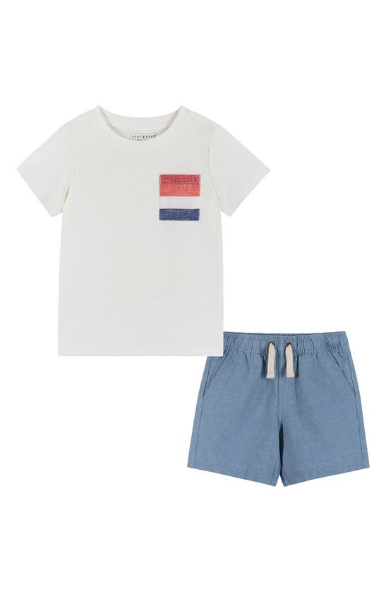 Andy & Evan Kids' T-shirt & Shorts Set In Grey Stripe