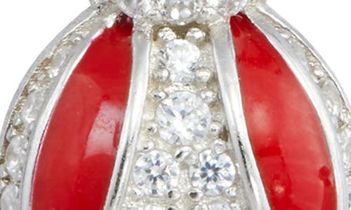 Shop Savvy Cie Jewels Cz & Enamel Lady Bug Stud Earrings In Red/silver