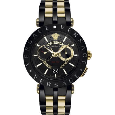 Versace V-Race Dual Time Bracelet Watch, 4m