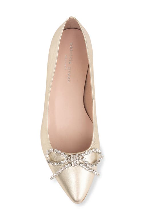 Patricia Green Bella Crystal Bow Pointed Toe Flat In Gold Leather