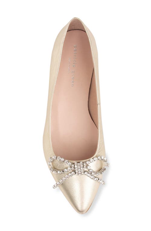 Shop Patricia Green Bella Crystal Bow Pointed Toe Flat In Gold Leather