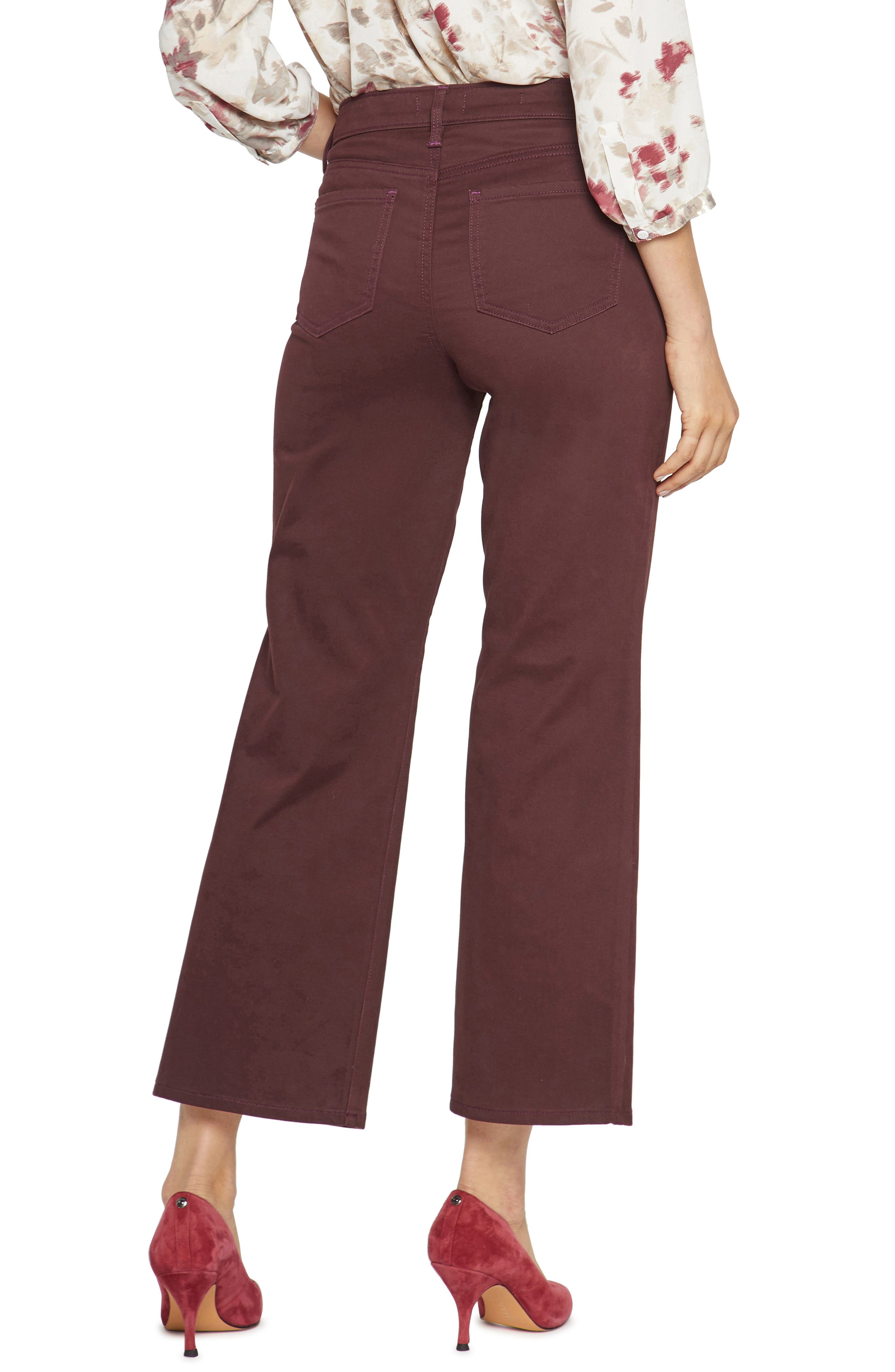 NYDJ Sateen Relaxed Flare Jeans in Eggplant