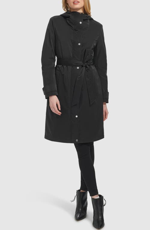 Shop Kenneth Cole New York Sleeker Hooded Raincoat In Black