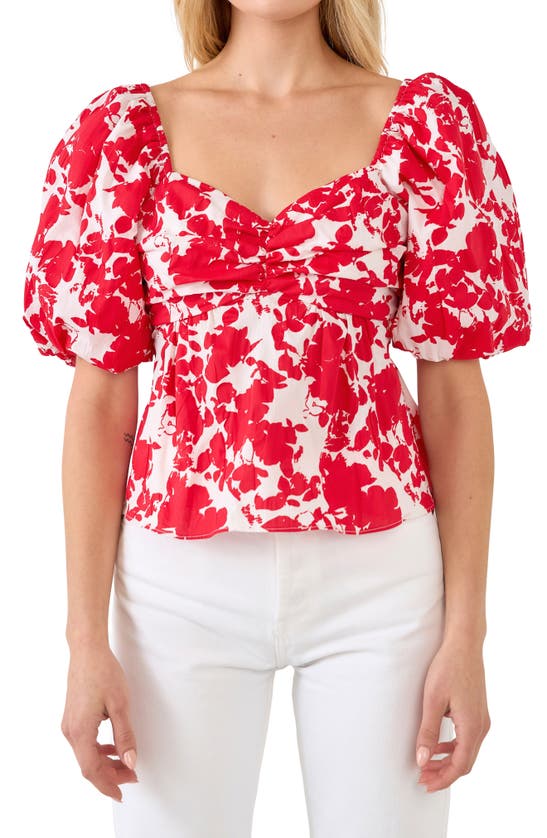 Free The Roses Floral Peplum Top In Red