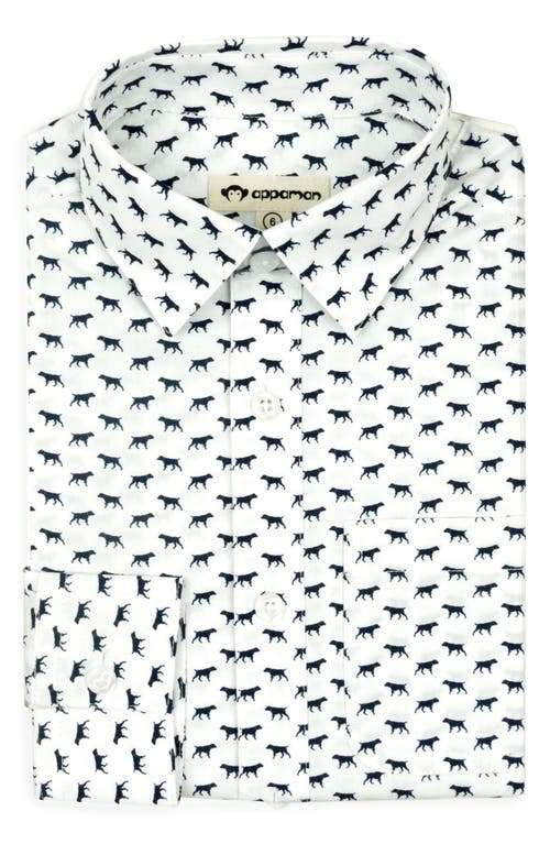 Shop Appaman Kids' Dog Print Cotton Button-up Shirt In The Pointer