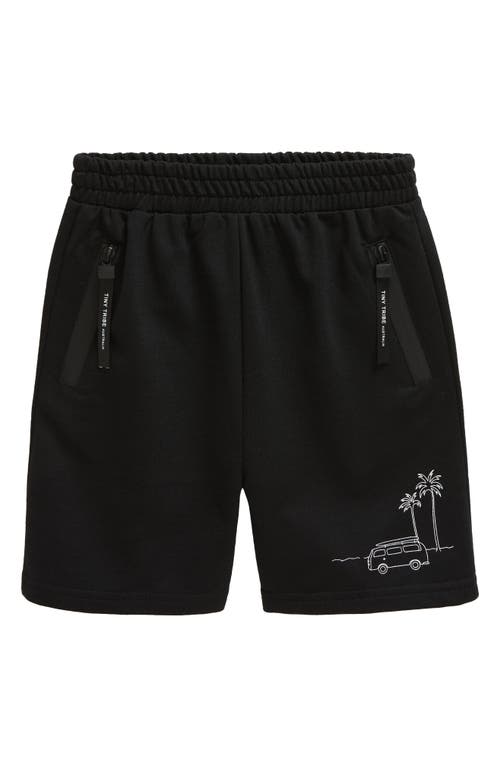 TINY TRIBE Kids' Combi Cotton French Terry Shorts in Black at Nordstrom, Size 2T