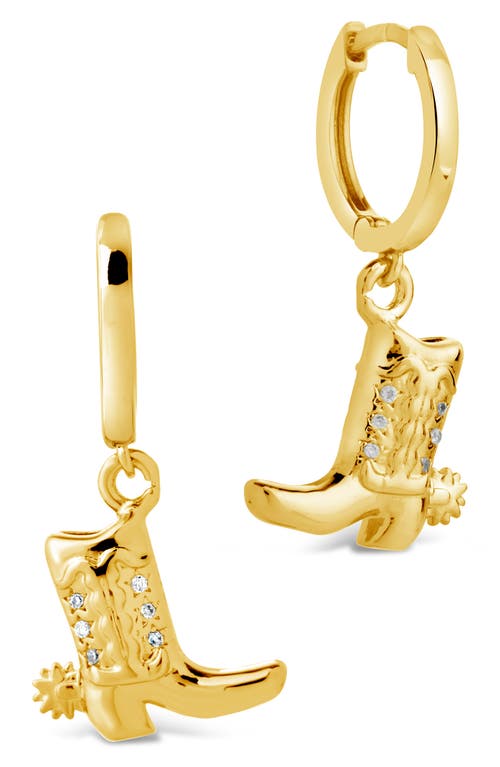 Shop Sterling Forever Loretta Western Boot Drop Huggie Hoop Earrings In Gold